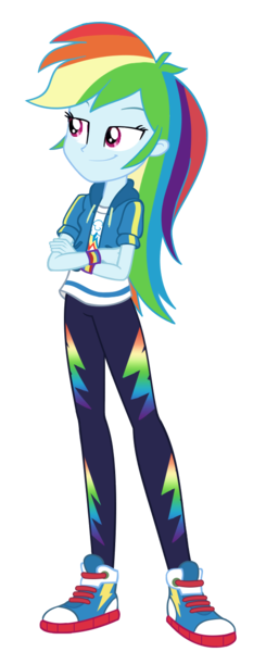 Size: 549x1344 | Tagged: safe, artist:invisibleink, derpibooru import, edit, editor:mlpfan3991, rainbow dash, human, equestria girls, clothes, converse, crossed arms, female, g4, hoodie, image, jacket, my little pony equestria girls: better together, pants, png, rainbow dash's better together outfit, shirt, shoes, simple background, smiling, smirk, sneakers, solo, waistband, white background