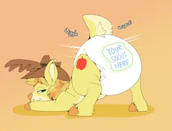 Size: 2196x1677 | Tagged: suggestive, artist:maynara, derpibooru import, deer, deer pony, hybrid, original species, g4, butt shake, deerified, diaper, diaper fetish, fetish, image, male, png, solo, species swap