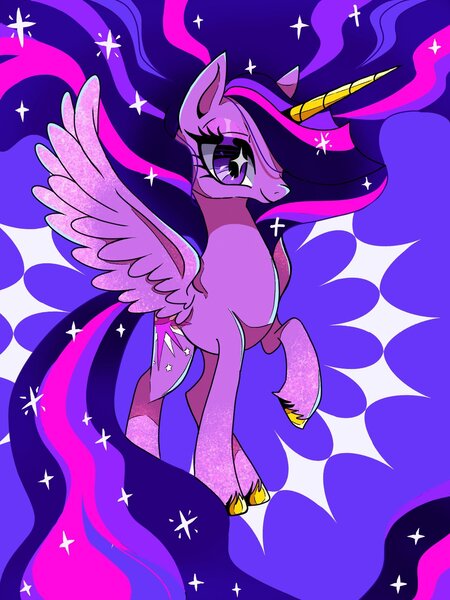 Size: 1200x1600 | Tagged: safe, artist:stacy_165cut, derpibooru import, twilight sparkle, twilight sparkle (alicorn), alicorn, pony, g4, the last problem, abstract background, alternate design, big eyes, colored hooves, colored horn, colored wings, colored wingtips, countershading, ethereal mane, ethereal tail, eyelashes, eyeshadow, female, golden horn, hooves, horn, image, impossibly long mane, impossibly long tail, jpeg, large wings, lidded eyes, long horn, long mane, makeup, mare, multicolored mane, multicolored tail, older, older twilight, older twilight sparkle (alicorn), pink eyeshadow, pink wingtips, profile, purple coat, purple eyes, raised hoof, shiny eyes, shiny hooves, slender, smiling, solo, sparkly eyes, sparkly legs, sparkly mane, sparkly tail, sparkly wings, spread wings, standing, tail, tall, thin, three toned mane, three toned tail, tri-color mane, tri-color tail, tri-colored mane, tri-colored tail, tricolor mane, tricolor tail, tricolored mane, tricolored tail, unicorn horn, unshorn fetlocks, wall of tags, wingding eyes, wings, yellow hooves