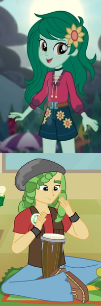 Size: 436x1314 | Tagged: safe, derpibooru import, edit, edited screencap, screencap, sandalwood, wallflower blush, equestria girls, equestria girls series, g4, let it rain, spoiler:eqg series (season 2), clothes, cropped, cute, drumming, drums, female, flower, flower in hair, flowerbetes, freckles, hnnng, image, looking at you, looking down, male, music festival outfit, musical instrument, my little pony equestria girls, my little pony equestria girls: better together, pants, png, rug, sandalflower, ship:sandalflower, shipping, shipping domino, shorts, smiling, straight