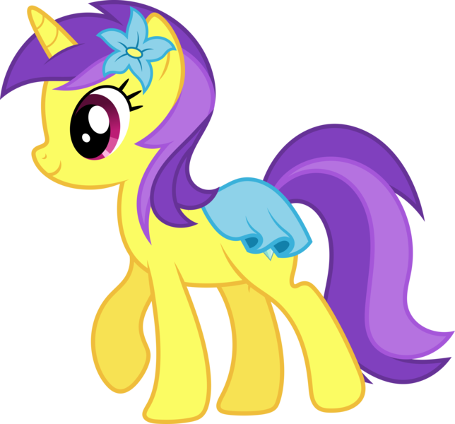 Size: 9913x9242 | Tagged: safe, artist:starryshineviolet, derpibooru import, banana fluff, pony, unicorn, canterlot boutique, g4, absurd resolution, clothes, female, flower, flower in hair, horn, image, mare, png, simple background, skirt, transparent background, vector, walking