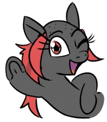 Size: 279x318 | Tagged: artist needed, safe, derpibooru import, oc, oc:zippers, unofficial characters only, earth pony, pony, bald, cute, female, image, mare, one eye closed, png, simple background, solo, white background