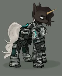 Size: 1765x2160 | Tagged: safe, artist:ashel_aras, derpibooru import, oc, unofficial characters only, pony, unicorn, fallout equestria, armor, fallout, horn, image, jpeg, sketch, solo, unicorn oc