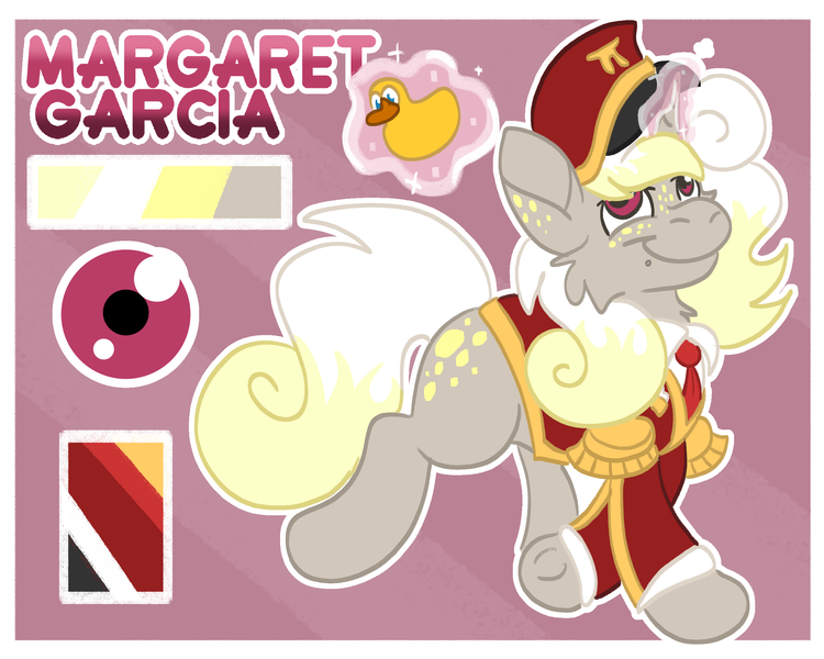 Size: 2500x2000 | Tagged: safe, artist:euspuche, derpibooru import, oc, oc:margaret garcia, unofficial characters only, unicorn, female, horn, image, png, reference sheet, rubber duck, smiling, trotting