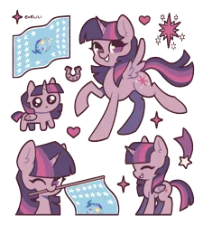 Size: 2700x3000 | Tagged: safe, artist:evelili, edit, editor:strifesnout, twilight sparkle, twilight sparkle (alicorn), alicorn, pony, autism creature, equestrian flag, female, heart, horn, image, mare, one eye closed, png, raised hoof, raised leg, simple background, solo, spread wings, standing, transparent background, wings, wink