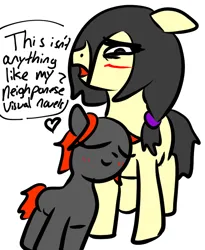 Size: 636x774 | Tagged: safe, derpibooru import, oc, oc:floor bored, oc:zippers, earth pony, pony, blushing, cute, duo, eyes closed, heart, image, nuzzling, png, simple background, speech bubble, text, white background