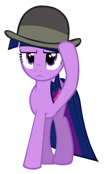 Size: 1499x2510 | Tagged: safe, artist:kas92, derpibooru import, twilight sparkle, unicorn, g4, mmmystery on the friendship express, bowler hat, female, hat, horn, image, png, simple background, solo, transparent background, unicorn twilight, watson