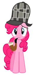 Size: 1376x3000 | Tagged: safe, artist:kas92, derpibooru import, pinkie pie, earth pony, g4, mmmystery on the friendship express, deerstalker, detective, female, hat, image, pipe, png, sherlock holmes, sherlock pie, simple background, solo, transparent background