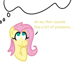 Size: 1560x1400 | Tagged: safe, artist:zoeyhorse, derpibooru import, fluttershy, pegasus, pony, ask, bust, description is relevant, dialogue, female, g4, image, looking up, mare, mind reading, png, simple background, solo, thought bubble, white background