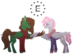 Size: 7814x5922 | Tagged: safe, artist:maxxacure, derpibooru import, oc, oc:blissful clutz, oc:skyline, pegasus, pony, fallout equestria, ashes town, enclave, image, photo, png