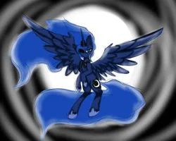 Size: 2500x2000 | Tagged: safe, artist:crystalrainbow49, derpibooru import, princess luna, alicorn, pony, colored sketch, g4, image, mismatched eyes, png, sketch, solo, spread wings, wings