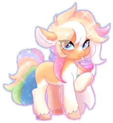 Size: 942x1027 | Tagged: safe, artist:pasteldraws, derpibooru import, oc, unofficial characters only, earth pony, pony, blushing, colorful, drink, drinking straw, freckles, image, png, shading, simple background, solo, sparkles, transparent background