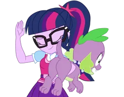 Size: 2348x1841 | Tagged: safe, artist:gmaplay, derpibooru import, sci-twi, spike, spike the regular dog, twilight sparkle, dog, dragon, equestria girls, butt, dragonbutt, g4, image, png, punishment, solo, spanked, spanking, spikebutt, spikelove, tail, the ass was fat