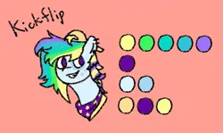 Size: 989x590 | Tagged: safe, artist:nukepony360, derpibooru import, oc, oc:kickflip, unofficial characters only, pegasus, bandana, bust, ear piercing, female, hat, image, piercing, png, portrait, simple background, solo, teenager