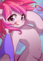 Size: 3508x4961 | Tagged: safe, artist:chaosangeldesu, derpibooru import, oc, unofficial characters only, bat pony, pony, bat pony oc, bat wings, blushing, commission, cute, female, image, jpeg, mare, solo, wings, ych result