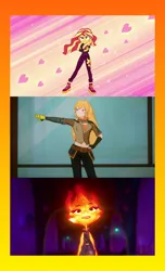 Size: 2000x3300 | Tagged: safe, derpibooru import, sunset shimmer, elemental, equestria girls, backstage pass, badass, badass adorable, cute, ember lumen, female, fire, g4, image, midriff, pixar, png, rwby, yang xiao long