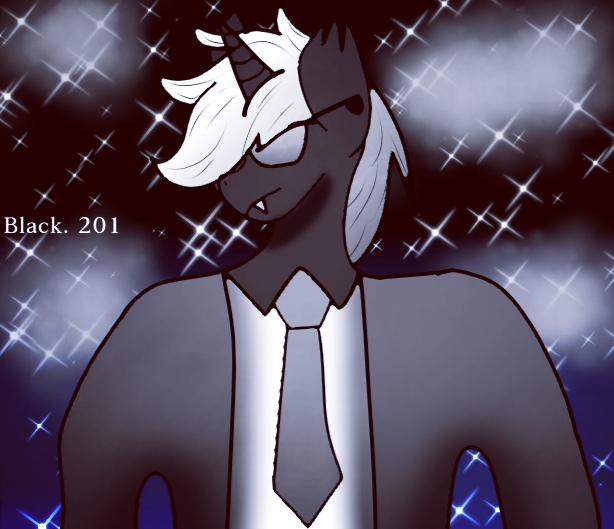 Size: 614x529 | Tagged: safe, artist:blacksun nuller, derpibooru import, oc, oc:blacksun, unofficial characters only, anthro, unicorn, clothes, fangs, gray coat, horn, image, jpeg, necktie, night, short mane, sunglasses, unicorn oc, white mane