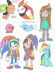 Size: 1700x2211 | Tagged: safe, artist:cmara, derpibooru import, rainbow dash, hedgehog, human, pegasus, bloo (foster's), crossover, female, g4, image, jester, jpeg, kirby, kirby (series), libby, lord hater, male, pomni, sonic the hedgehog, sonic the hedgehog (series), the amazing digital circus, the ghost and molly mcgee, wander (wander over yonder), wander over yonder