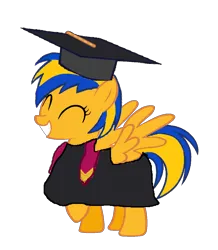 Size: 1088x1248 | Tagged: safe, artist:mlpfan3991, derpibooru import, oc, oc:flare spark, unofficial characters only, pegasus, eyes closed, female, g4, graduation, graduation cap, hat, image, pegasus oc, png, smiling, wings