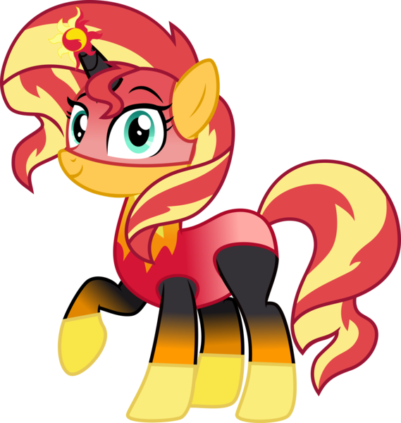 Size: 2372x2501 | Tagged: safe, artist:cloudy glow, artist:dupontsimon, derpibooru import, sunset shimmer, unicorn, fanfic:choose your own magic ending, equestria girls, fanfic art, g4, horn, image, png, simple background, solo, superhero, transparent background, vector