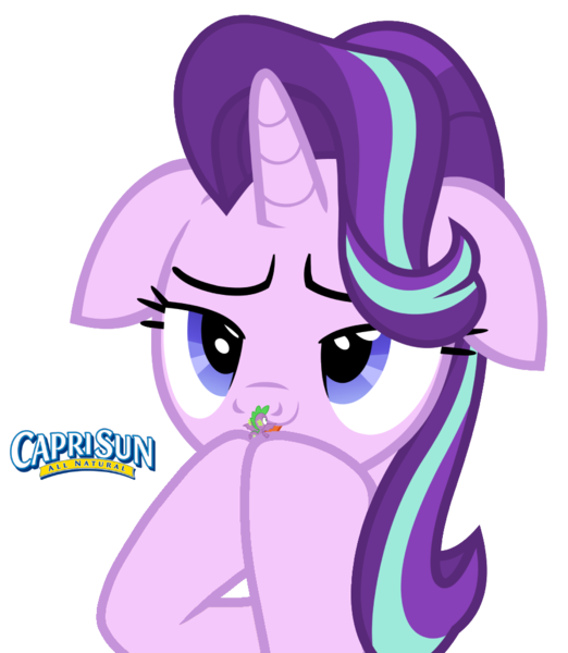 Size: 916x1052 | Tagged: safe, artist:duskyzombie, edit, ponerpics import, spike, starlight glimmer, dragon, pony, unicorn, g4, :3, bedroom eyes, capri sun, cute, duo, duo male and female, female, floppy ears, glimmerbetes, got milk, horn, image, juice, licking, male, micro, png, ship:sparlight, shipping, simple background, size difference, spikelove, straight, sucking, tiny, tongue out, transparent background, vector, winged spike, wings