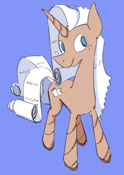 Size: 677x954 | Tagged: safe, artist:the---robbie72, derpibooru import, oc, ponified, unofficial characters only, object pony, original species, pony, unicorn, horn, image, paper towels, png, smiling, solo