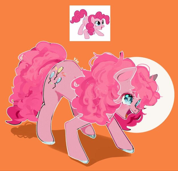 Size: 1280x1226 | Tagged: safe, artist:kiho, derpibooru import, pinkie pie, earth pony, pony, female, image, jpeg, redraw, solo