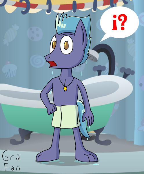 Size: 2072x2500 | Tagged: suggestive, artist:gradiusfanatic, derpibooru import, oc, oc:strenshoe starry, unofficial characters only, anthro, earth pony, earth pony oc, image, jewelry, male, necklace, photo, png, towel