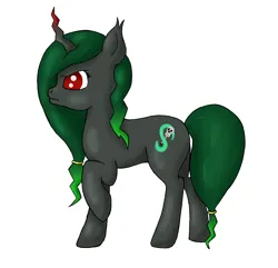 Size: 2360x2278 | Tagged: safe, artist:seiratempest, derpibooru import, oc, oc:ivy nightshade, unofficial characters only, pony, unicorn, atg 2024, digital art, drawing, gray coat, green mane, horn, image, jpeg, newbie artist training grounds, red eyes, simple background, solo, white background