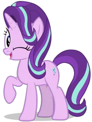 Size: 1644x2169 | Tagged: safe, artist:zslnews, derpibooru import, starlight glimmer, pony, unicorn, cute, horn, image, looking at you, one eye closed, png, simple background, transparent background, vector, wink