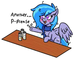 Size: 480x382 | Tagged: safe, artist:harmonicglow, derpibooru import, oc, oc:snowy peaks, unofficial characters only, pegasus, pony, alcohol, drink, drunk, drunk bubbles, female, image, mare, pegasus oc, png, wings