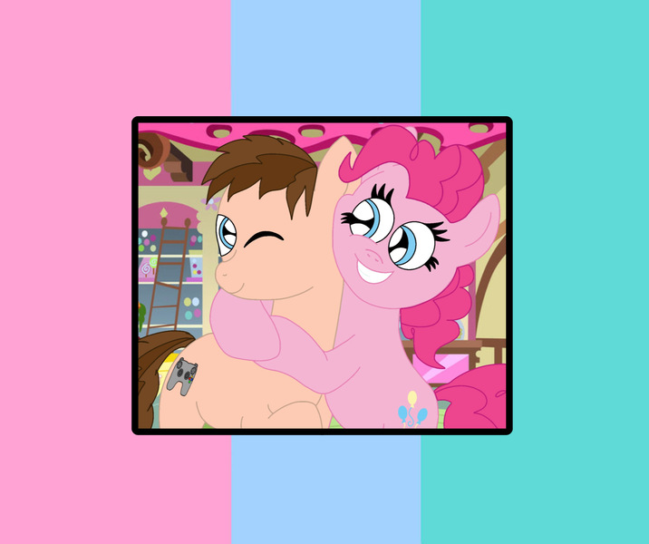 Size: 2464x2064 | Tagged: safe, artist:thebronypony123, derpibooru import, pinkie pie, oc, oc:braden, earth pony, canon x oc, female, image, jpeg, male