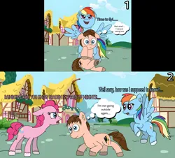 Size: 4096x3706 | Tagged: safe, artist:thebronypony123, derpibooru import, pinkie pie, rainbow dash, oc, oc:braden, earth pony, pegasus, female, g4, image, jpeg, male