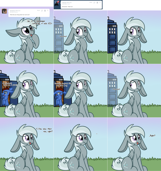 Size: 2104x2242 | Tagged: safe, artist:paint-smudges, derpibooru import, silverspeed, pony, ask silverspeed, doctor who, floppy ears, image, png, tardis, the doctor