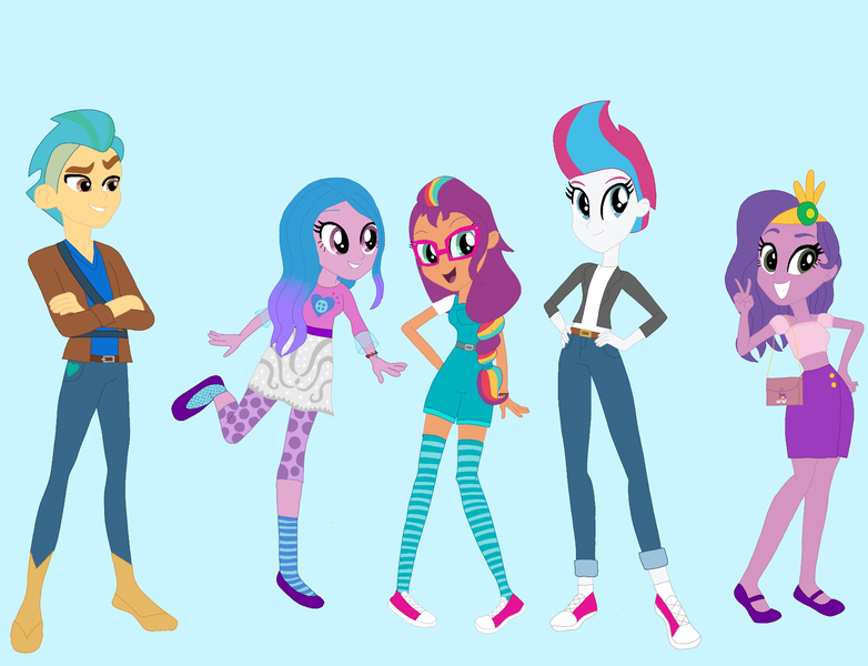 Size: 1739x1334 | Tagged: safe, artist:hannahtheanimequeen, derpibooru import, hitch trailblazer, izzy moonbow, pipp, pipp petals, sunny starscout, zipp storm, equestria girls, g5, equestria girls-ified, female, g4, g5 to equestria girls, g5 to g4, generation leap, image, jpeg, male, pipp is short, zipp is tall