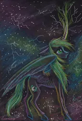Size: 4222x6166 | Tagged: safe, artist:cahandariella, derpibooru import, oc, alicorn, pony, colored pencil drawing, confused, fanfic art, female, filly, foal, image, jpeg, mare, mystery, newbie artist training grounds, scared, solo, story included, traditional art