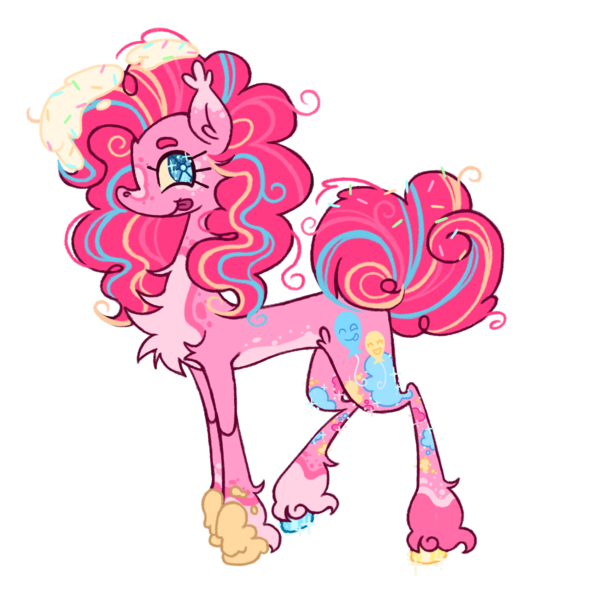 Size: 2048x2048 | Tagged: safe, artist:cingulomana, derpibooru import, part of a set, pinkie pie, earth pony, pony, alternate accessories, alternate color palette, alternate cutie mark, alternate design, alternate mane color, alternate tail color, alternate tailstyle, alternate universe, big tail, blue eyes, chest fluff, coat markings, colored, colored belly, colored eartips, colored eyebrows, colored hooves, colored sclera, concave belly, crystal eyes, curly mane, curly tail, ear fluff, ear tufts, eyelashes, facial markings, female, flat colors, food, frosting, g4, gem eyes, high res, hooves, image, leg fluff, long eyelashes, long legs, long mane, long neck, looking back, mare, messy, messy mane, mismatched hooves, multicolored hooves, neck fluff, pale belly, pink coat, pink hooves, pink mane, pink tail, png, profile, purple coat, raised hoof, shiny eyes, shiny hooves, shoulder fluff, simple background, slender, smiling, snip (coat marking), socks (coat marking), solo, sparkly eyes, sparkly hooves, sparkly legs, splotches, sprinkles in tail, standing, tail, tail accessory, tall ears, thin, three toned mane, three toned tail, tongue out, transparent background, tri-color mane, tri-color tail, tri-colored mane, tri-colored tail, tricolor mane, tricolor tail, tricolored mane, tricolored tail, twitterina design, unshorn fetlocks, wall of tags, wingding eyes, yellow sclera