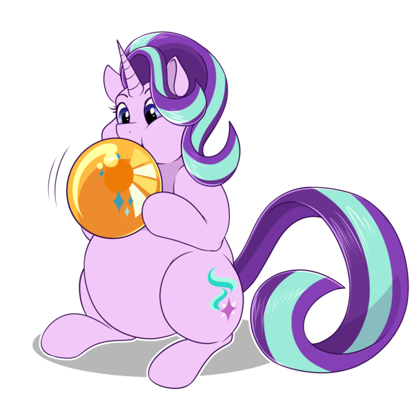 Size: 4000x4000 | Tagged: safe, artist:sugaryviolet, derpibooru import, starlight glimmer, pony, unicorn, balloon, blowing, blowing up balloons, chubby, commissioner:puffydearlysmith, cutie mark, fat, female, horn, image, implied shipping, implied starburst, implied straight, inflating, mare, obese, png, simple background, starlard glimmer, starlooner glimmer, that pony sure does love balloons, transparent background