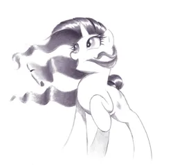 Size: 4291x4079 | Tagged: safe, artist:mizhisha, derpibooru import, rarity, pony, image, pencil drawing, png, traditional art, wind, windswept mane