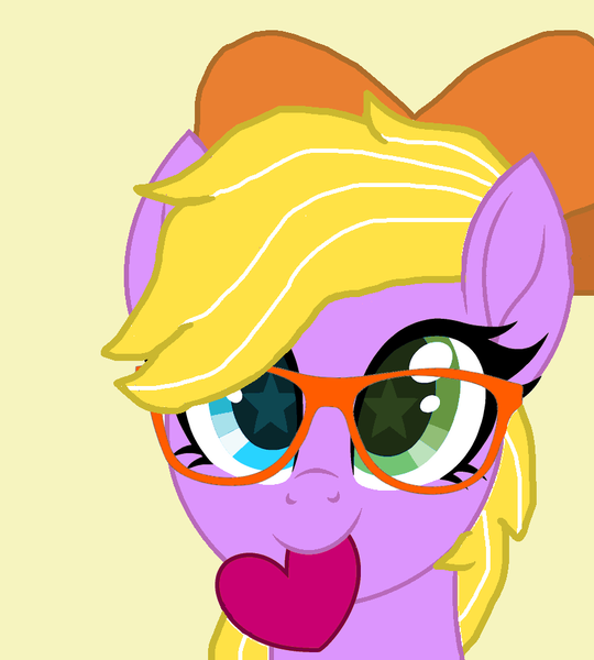 Size: 848x942 | Tagged: safe, artist:lucky bolt, artist:starshade, derpibooru import, oc, oc:misty breeze, unofficial characters only, earth pony, pony, base used, bow, bust, cute, female, glasses, hair bow, hair over one eye, heart, heterochromia, holiday, image, looking at you, png, portrait, smiling, smiling at you, solo, starry eyes, valentine's day, wingding eyes