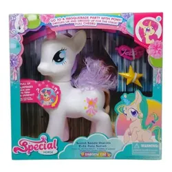 Size: 750x750 | Tagged: safe, derpibooru import, pony, unicorn, bootleg, box, choking hazard, colored horn, female, grammar error, hairclip, horn, image, irl, jpeg, mare, photo, rearing, secret saddle unicorn cute pony series, special horse, toy