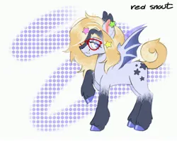 Size: 3383x2688 | Tagged: safe, artist:redsnout, derpibooru import, oc, unofficial characters only, bat pony, earth pony, pony, blank flank, cute, fangs, female, glasses, image, jpeg, mare, original character do not steal, ponysona