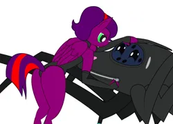 Size: 1137x817 | Tagged: suggestive, artist:billy2345, derpibooru import, oc, oc:crystal (sch01), anthro, pegasus, spider, butt, cute eyes, dominatrix, don't ask me why, gimp suit, image, latex, petting, please help me tag this, png, weird, zipper