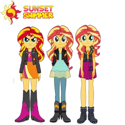 Size: 1500x1500 | Tagged: safe, artist:rupahrusyaidi, derpibooru import, sunset shimmer, human, equestria girls, boots, clothes, female, g4, image, jacket, my little pony equestria girls, my little pony equestria girls: better together, png, self paradox, shirt, shoes, simple background, skirt, transparent background, vest