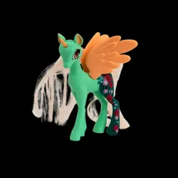 Size: 1000x1000 | Tagged: safe, derpibooru import, alicorn, pony, 1000 years in photoshop, anime eyes, black background, bootleg, colored horn, colored wings, female, horn, image, jpeg, mare, ponycorn magic hair, simple background, solo, toy, wings