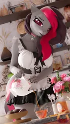 Size: 2160x3840 | Tagged: safe, artist:loveslove, oc, unofficial characters only, anthro, 3d, breasts, clothes, image, jpeg, maid