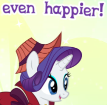 Size: 214x211 | Tagged: safe, derpibooru import, merry, rarity, pony, unicorn, cropped, cute, english, female, g4, gameloft, happy, horn, image, mare, meme, png, raribetes, text, wow! glimmer