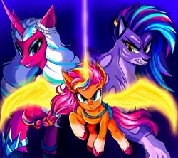 Size: 2761x2457 | Tagged: safe, derpibooru import, sunny starscout, alicorn, big cat, earth pony, leopard, pony, snow leopard, g5, my little pony: make your mark, allura, female, image, jpeg, opaline arcana