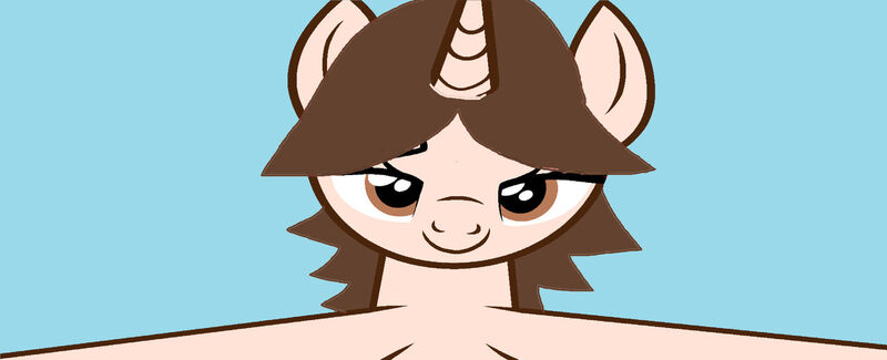 Size: 1280x520 | Tagged: safe, artist:disneyponyfan, artist:muhammad yunus, derpibooru import, ponified, pony, unicorn, base used, blue background, closed mouth, cyan background, female, g4, horn, hug, image, jpeg, june (little einsteins), lidded eyes, little einsteins, mare, rule 85, simple background, smiling