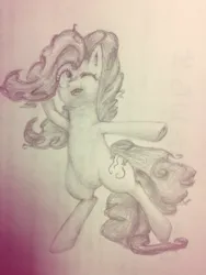 Size: 768x1024 | Tagged: safe, artist:sasho1223, derpibooru import, pinkie pie, earth pony, pony, bipedal, female, g4, image, jpeg, mare, monochrome, open mouth, tail, traditional art